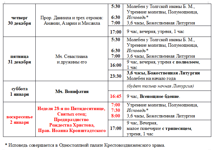 Расписание богослужений 9 кизических мучеников